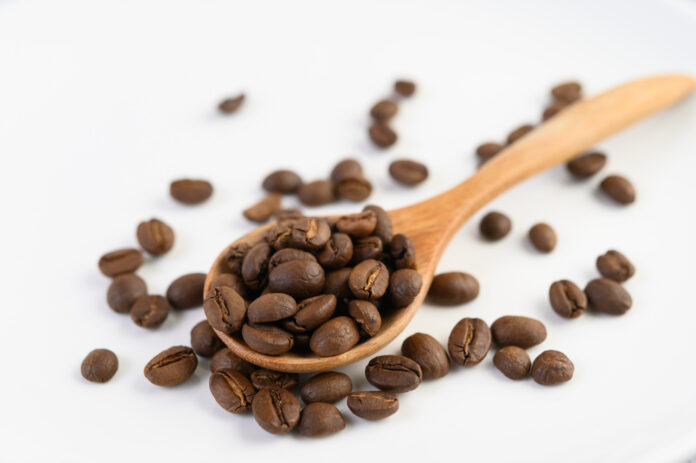 Coffee beans in a spoon